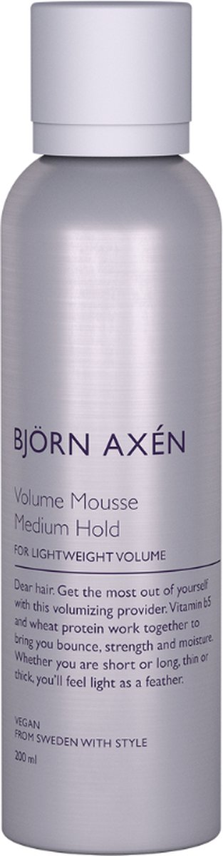 Björn Axén Volume Mousse Medium & Strong 200 ml – Stylingmousse Voor Directe Body, Volume & Hold – Medium Tot Sterke Fixatie Zonder Plakkerig Gevoel – Verbetert Textuur & Definieert Stijl – Geschikt Voor Alle Haartypes – Vegan & Dermatologisch Getest