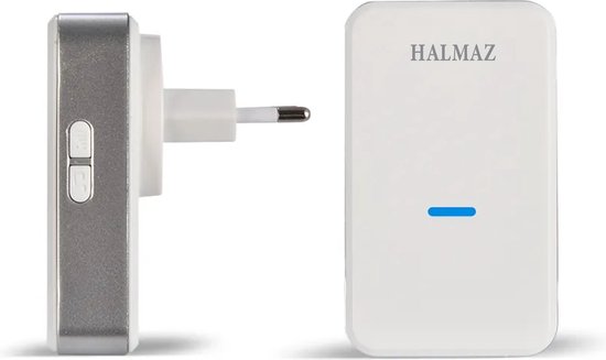 HALMAZ Draadloze deurbel - Wit - Led verlichting - IP44 Waterdicht – 52 Melodieën – Bereik 200 meter – 1 ontvanger — afbeelding 2