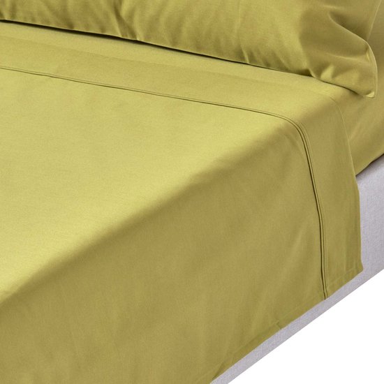 Homescapes Drap plat uni 100 % coton égyptien 1000 fils coloris Vert Olive 275 x 275 cm