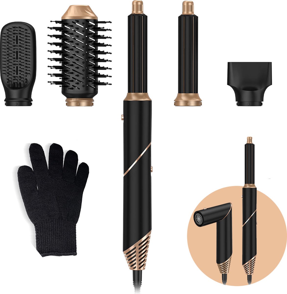 Luxe Multistyler 5 in 1 - Krultang - Föhnborstel - Krul & Stijl Haar - Heteluchtborstel - Hairwrap - Airstyler - WT-631 2024 Edition - Met Hittebestendige Handschoen