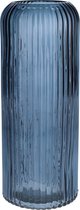 Bellatio Design Bloemenvaas - denim blauw - tansparant glas - D10 x H25 cm - vaas