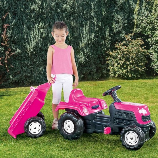 Foto: Dolu eenhoorn traptractor met aanhanger roze zwart