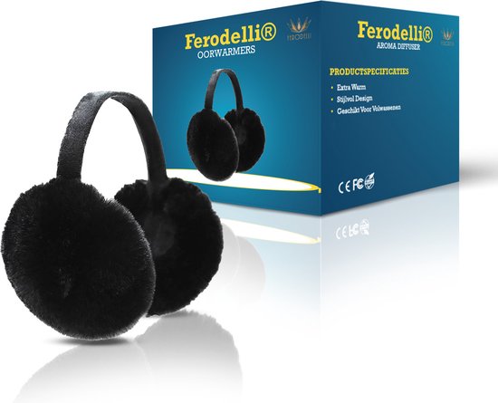 Ferodelli Oorwarmers - Oorverwarmers - Earmuffs - Ear Warmers - Dames & Heren - Volwassenen - Winter - Zwart