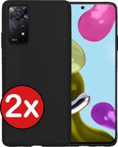 Hoesje Geschikt voor Xiaomi Redmi Note 11s Hoesje Siliconen Case Hoes - Hoes Geschikt voor Xiaomi Redmi Note 11s Hoes Cover Case - Zwart - 2 PACK