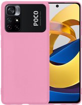 Hoesje Geschikt voor Xiaomi Poco M4 Pro 5G Hoesje Siliconen Case Hoes - Hoes Geschikt voor Xiaomi Poco M4 Pro 5G Hoes Cover Case - Lichtroze