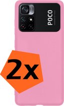 Hoesje Geschikt voor Xiaomi Poco M4 Pro 5G Hoesje Siliconen Cover Case - Hoes Geschikt voor Xiaomi Poco M4 Pro 5G Hoes Back Case - 2-PACK - Lichtroze