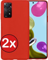 Hoesje Geschikt voor Xiaomi Redmi Note 11s Hoesje Siliconen Case Hoes - Hoes Geschikt voor Xiaomi Redmi Note 11s Hoes Cover Case - Rood - 2 PACK
