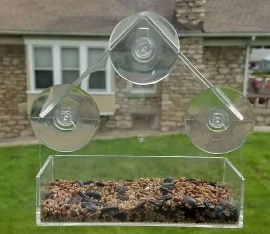 Voederhuisje voor buiten met 4 sterke zuignappen voor op het raam on