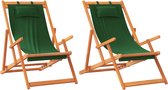 vidaXL-Strandstoelen-2-st-inklapbaar-stof-groen