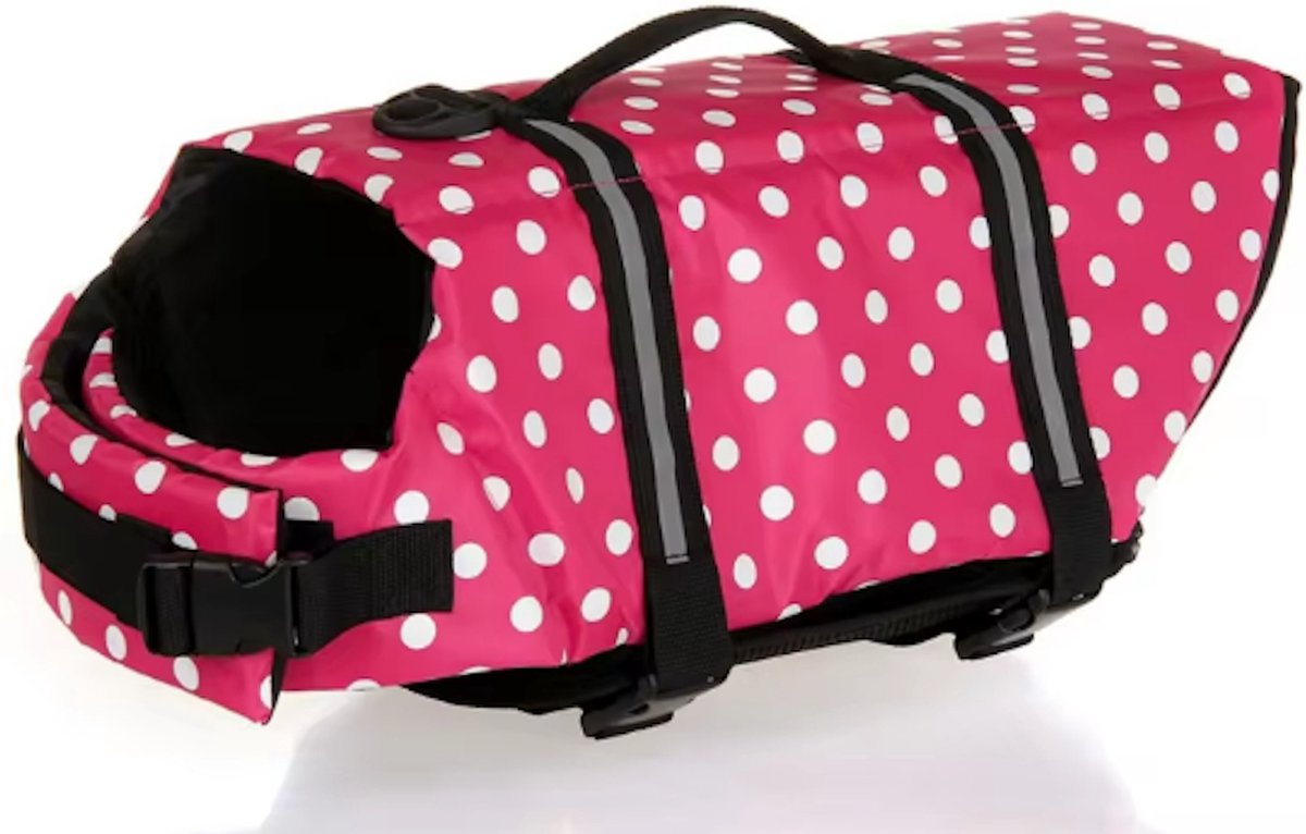 Bol.com Zwemvest voor honden Roze STIP - Maat M - Honden zwemvest 7-10KG - reddingsvest - zwemondersteuning voor honden aanbieding