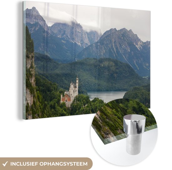 MuchoWow® Peinture sur verre 180x120 cm - Peinture sur verre acrylique - Château de Neuschwanstein dans les montagnes en Allemagne - Photo sur verre - Peintures