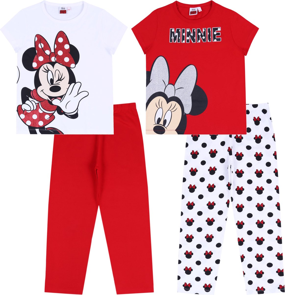 Disney 2x witte en rode Minnie Mouse pyjama DISNEY