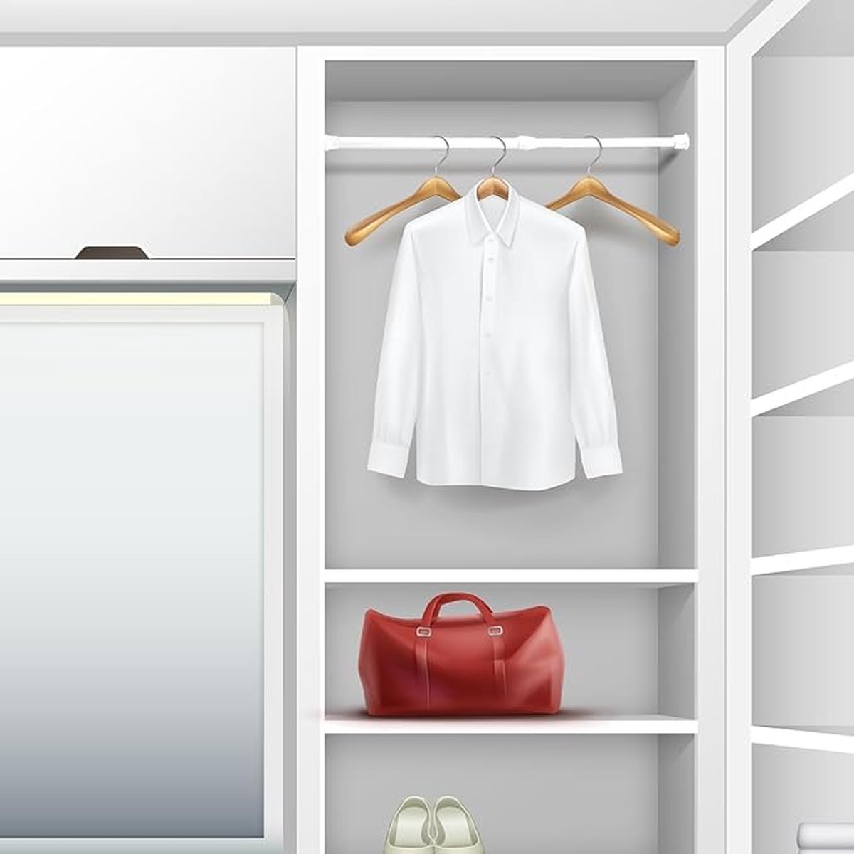 LaMure Lot De 6 Barres De Tension à Ressort Réglables Et Extensibles Pour Placard, Bibliothèque, Armoire, Salle De Bain (blanc, 30-50 Cm