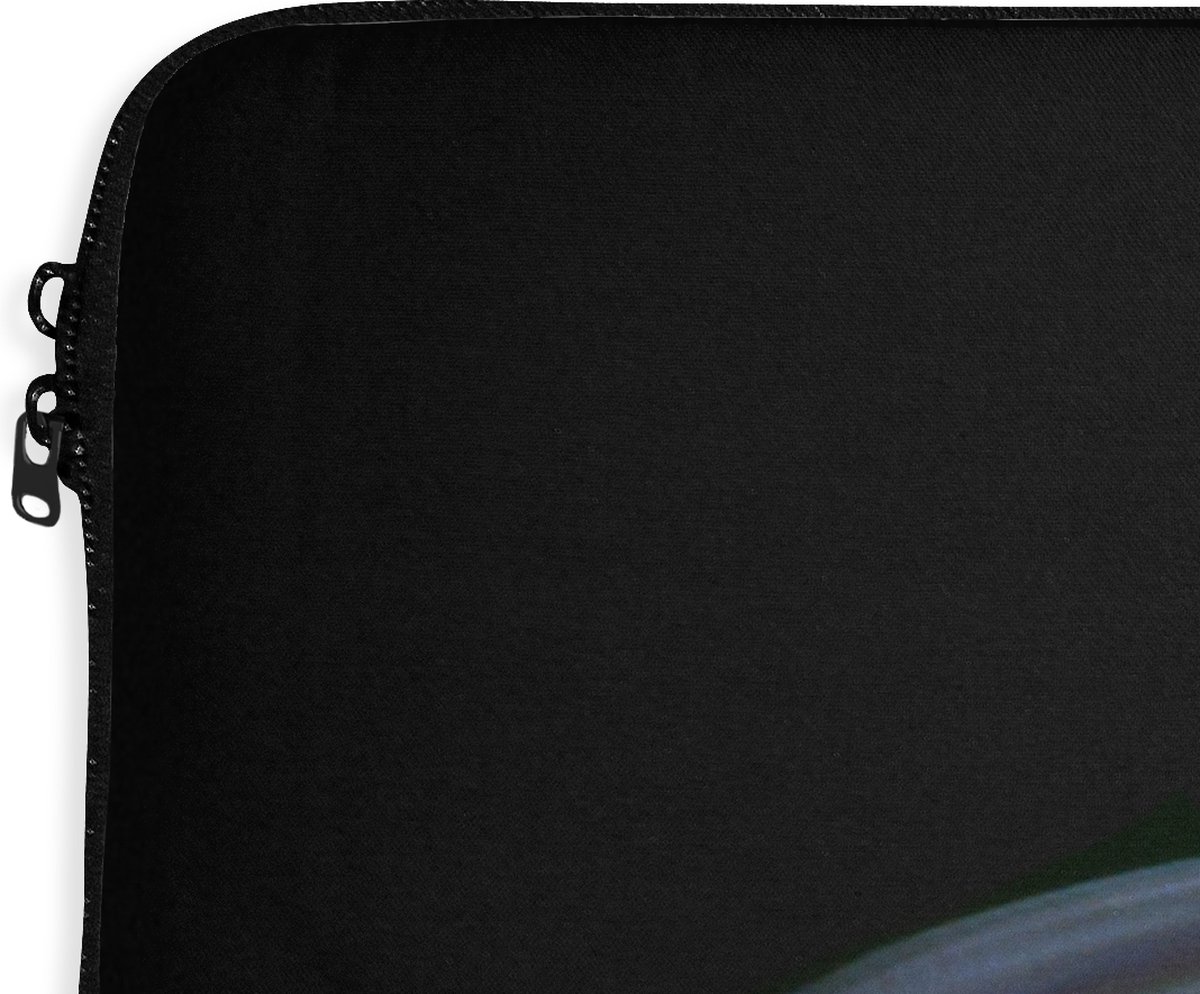 Laptophoes 15.6 inch - Kolibrie - Vogel - Veren - Zwart - Laptop sleeve - Binnenmaat 39,5x29,5 cm - Zwarte achterkant
