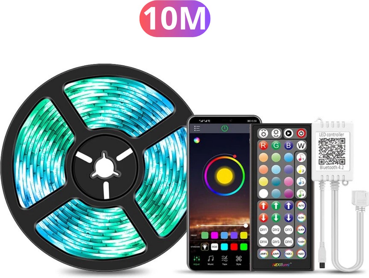 Livano LED Strip - 10 Meter - RGB - Muziek Sync - Ingebouwde Microfoon - Flexibel - APP - Verschillende Kleuren