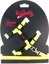 Tailpetz | Cat Harness & Lead -Neon- Lime| Kattentuigje en lijn - One Size Fully Adjustable - Set voor Katten - Kattenharnas - Kattentuig - Kat - Harnas - collar - tuig
