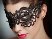 Oogmasker - kant - zwart - erotisch - sexy - masquerade - burlesque - mystiek - gala - venetiaans - verkleden - gemaskerd bal - maskerade - kostuum - camgirl