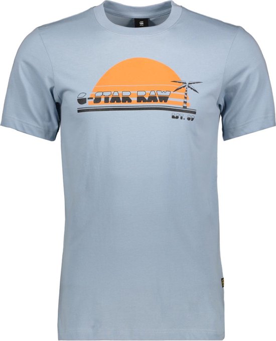 G-Star RAW T-shirt Sunrise Slim Rt D24689 336 6481 Faze Blue Mannen Maat - S