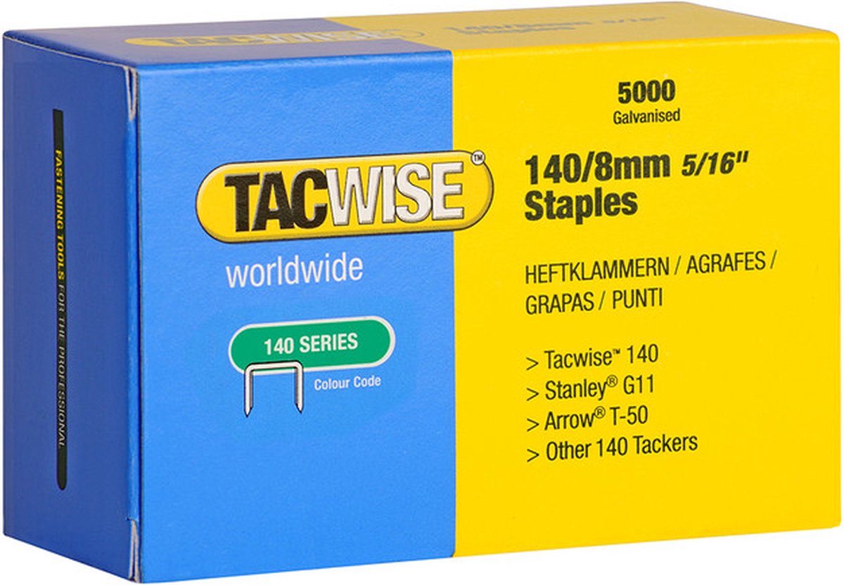Tacwise nieten voor tacker - Type 140 - 8 mm - Gegalvaniseerd - 5000 stuks