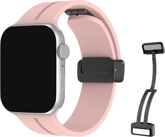 Innerlight® Supreme - Roze - 42/44/45/49mm - Siliconen bandje geschikt voor Apple Watch met Magneetsluiting - Geschikt voor Series 1/2/3/4/5/6/7/8/9/SE