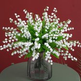 18 bundels kunstbloemen lelietje-van-dalen kunststof bloem buiten bruidsboeket voor huis tuin feest bruiloft decoratie (wit)