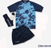 Voetbaltenue/Sporttenue/Sportset,compleet met sokken, Navy blauw/Turquoise blauw, maat L