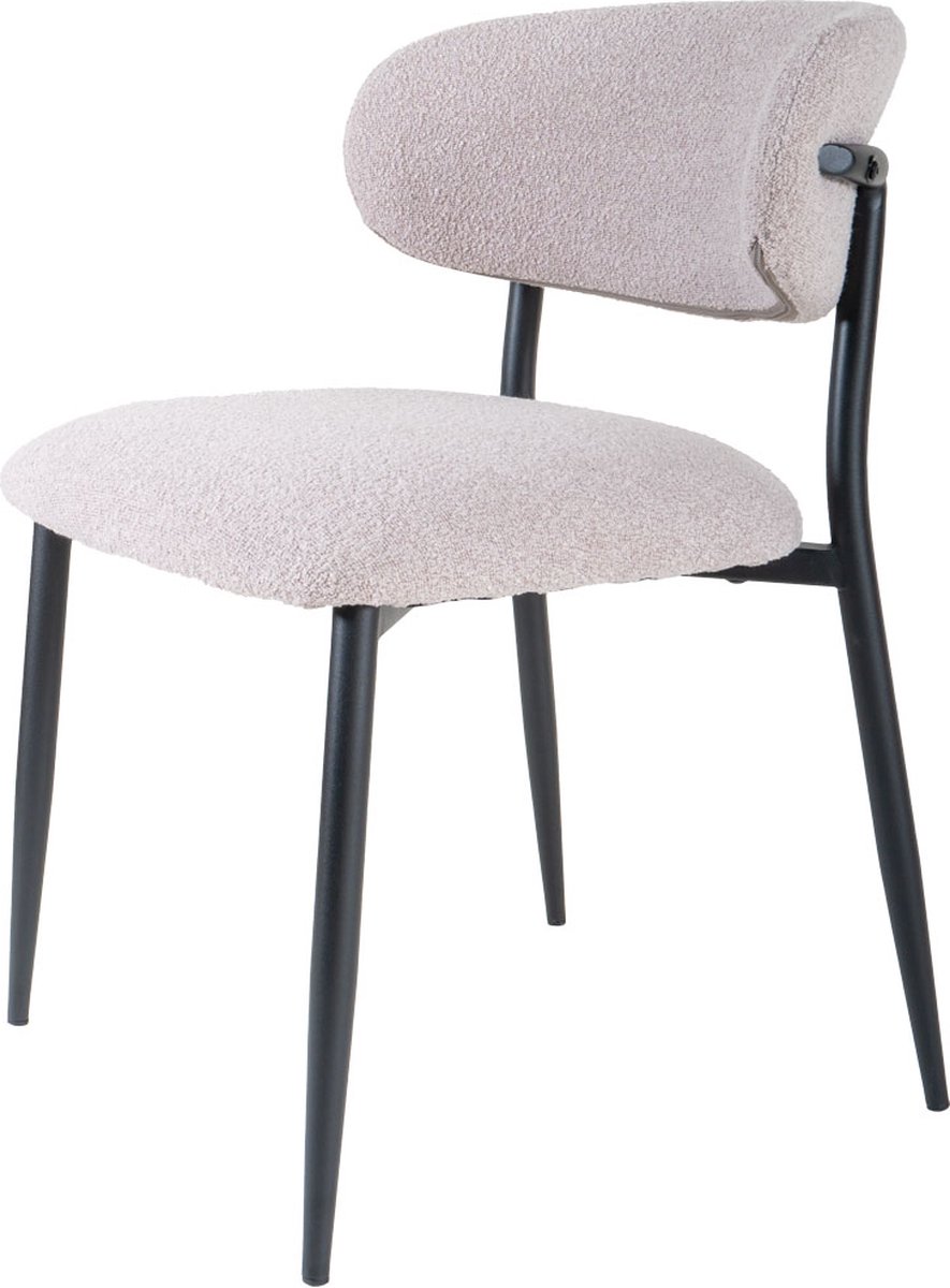 Home67 Eetkamerstoel Dion - Bouclé - Naturel - Moderne Kuipstoel in Scandinavische / Industriële Stijl Natural