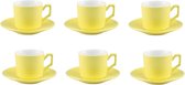 Luxe Espresso kopjes - Geel - 9.5cl - 6 Stuks - Set - Pack - Espresso Glaasjes - Koffiekopjes - Glas - 95 ml - Hoogwaardige Kwaliteit - Koffiemokken set - Koffiemokkenpakket