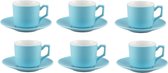 Tasses à expresso de Luxe - Blauw clair - 9,5 cl - 6 pièces - Set - Pack - Verres à expresso - Tasses à café - Glas - 95 ml - Haute qualité - Ensemble de tasses à café - Paquet de tasses à café