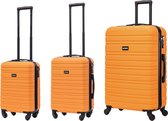 BlockTravel kofferset 3 delig ABS ruimbagage en handbagage 29 39 en 74 liter - inbouw TSA slot - oranje