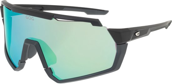 HELIOS Matt Zwart Polarized Sportbril met UV400 Bescherming en Flexibel TR90 Frame - Unisex & Universeel - Sportbril - Zonnebril voor Heren en Dames - Fietsaccessoires - Blauw/Groen