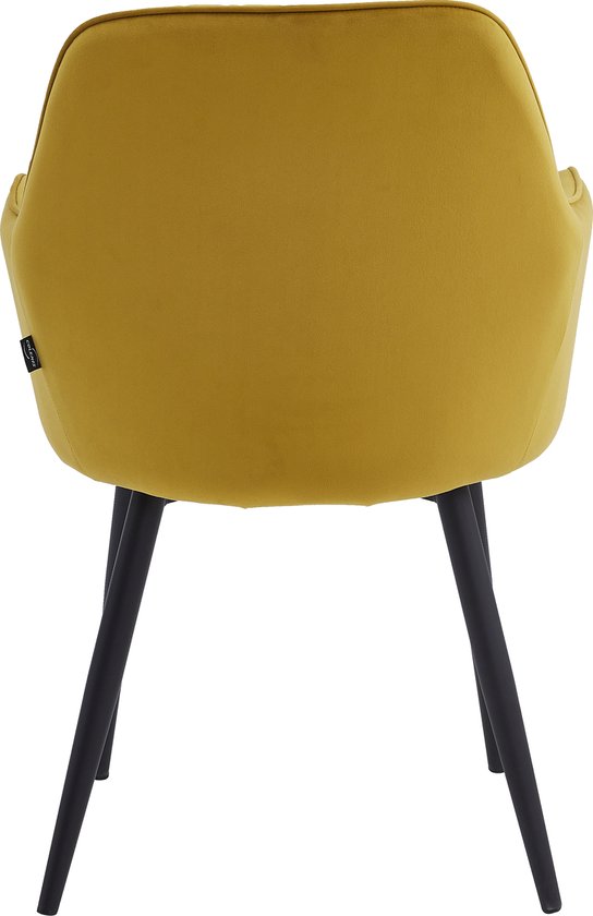 Colenis® - Chaise de salle à manger Laura - Set de 2 - Jaune ocre - Velours - Design