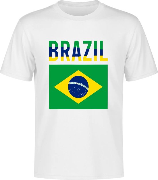 WK - Brazilie - Brazil - Brasil - T-shirt Wit - Voetbalshirt - Maat: S - Wereldkampioenschap voetbal 2022