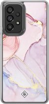 Casimoda® hoesje - Geschikt voor Samsung Galaxy A52 5G - Marmer roze paars - 2-in-1 case - Schokbestendig - Marble design - Verhoogde randen - Paars, Transparant