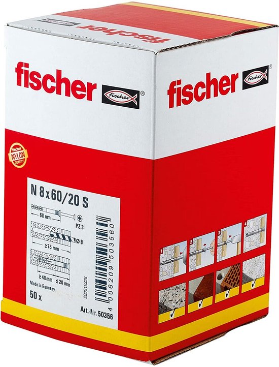 Fischer nagelplug N 8X60 Z 50 st - Fischer