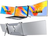 K&G Portable Monitor Pro 2024 - Full HD - 15” / 18,1” Tri-Screen - Laptop Scherm Uitbreider - Inclusief Beschermhoes en Kabels - Grijs