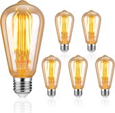 Edison LED lamp E27 - Filament lamp - Set van 5 Stuks - Warm Wit - Dimbaar - 6W - 2500K - 700Lm - Gloeilamp