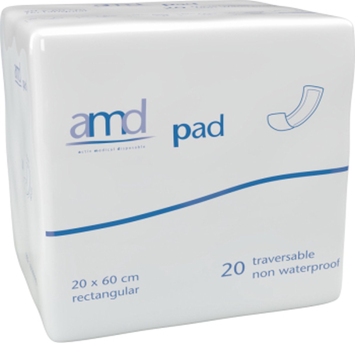 Goedkoopste AMD Pad Rectangular - Doorlaatbaar 20 x 60 cm - 8 pakken van 20 stuks