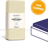 Bol.com Loom One Hoeslaken Topper – 100% Jersey Katoen – 120x200 cm – tot 12cm matrasdikte– 160 g/m² – Natural / Crème aanbieding