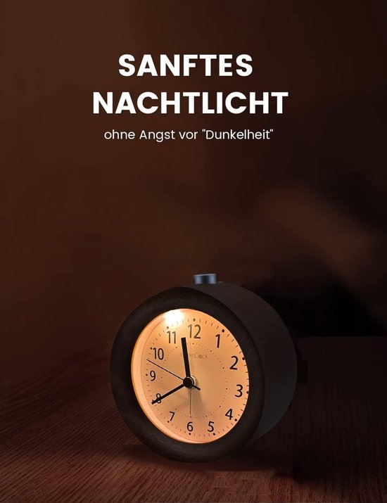 Réveil Analogique Vintage Sans Tic-Tac Avec Veilleuse | Horloge De Table Silencieuse à Piles | Pour Bureau, Chevet, Salon - 14