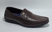 Sagar Shoes® - Heren Schoenen - Heren Loafers - Heren Instappers - Echt Leer - Bruin - Maat 42