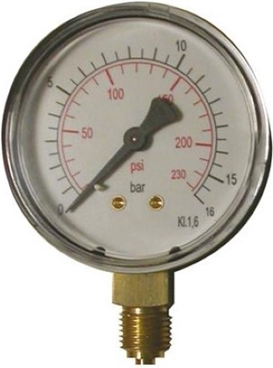 CriKo manometer - 1/4" aansluiting - Onderaansluiting - Max 16 bar
