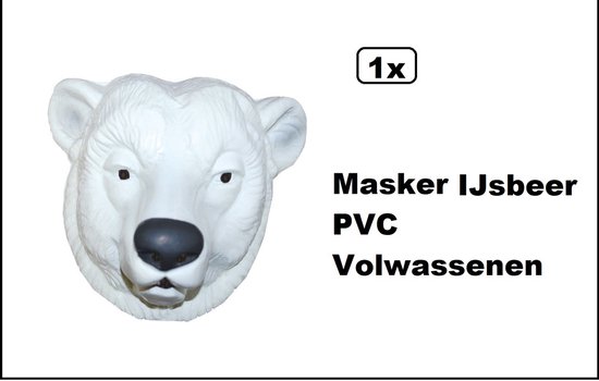 Masker IJsbeer volwassenen - PVC - Dier Thema feest verjaardag bear dierenmasker