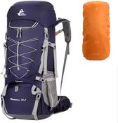 Avoir Avoir®-Hiking Backpack Rugzak - Capaciteit 75L - Kamperen en Wandelen - Paars - Waterzak uitgang - Ritssluitingszakken - Regenhoes
