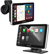 Écran DashDock - Apple Carplay - Android Auto - Système de navigation automobile - Sans fil - Support pour fenêtre et tableau de bord - Y compris caméra de recul HD - 7,5 pouces