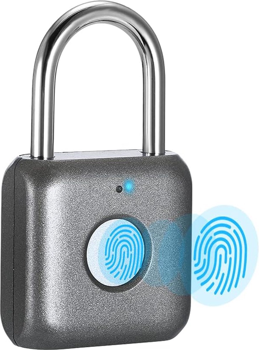 SecureTouch Pro: Waterdicht Biometrisch Vingerafdrukslot - Slim, USB-Oplaadbaar, Hoge Veiligheidsvergrendeling voor Gymkluisjes, Bagage - Zilver