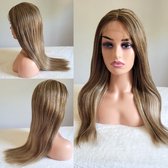 Frazimashop- Braziliaanse Remy pruik 24 inch - Highlight steil haren echte menselijke haren -kleur P6/613 real human hair 4x4 lace closure wig