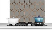 Spatscherm keuken 80x55 cm - Kookplaat achterwand Patronen - Grijs - Brons - Muurbeschermer - Spatwand fornuis - Hoogwaardig aluminium