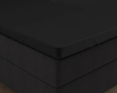 Luxe dubbel jersey geweven katoen topper hoeslaken zwart - 190x200/210/220 (lits-jumeaux) - zware kwaliteit - superzacht - perfecte pasvorm - voor optimaal slaapcomfort