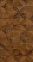 Bruin Rondo grafisch vloerkleed met abstract bladerpatroon - Tapijt - 80 x 150 cm